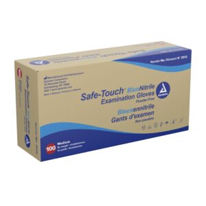 Safe-Touch™ Nitrile Exam Glove Medium - Blue, Powder-Free, Textured Fingertips