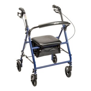Drive Medical 4 Wheel Rollator with Adjustable Height and Folding Steel Frame - Blue (Part R800KD-BL)