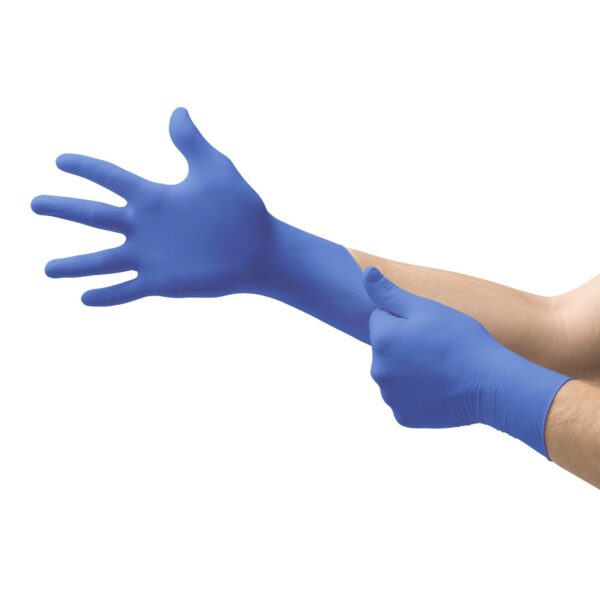 Microflex N194 Cobalt X-Large NonSterile Nitrile Exam Gloves - Fully Textured, Standard Cuff, Blue - Image 2