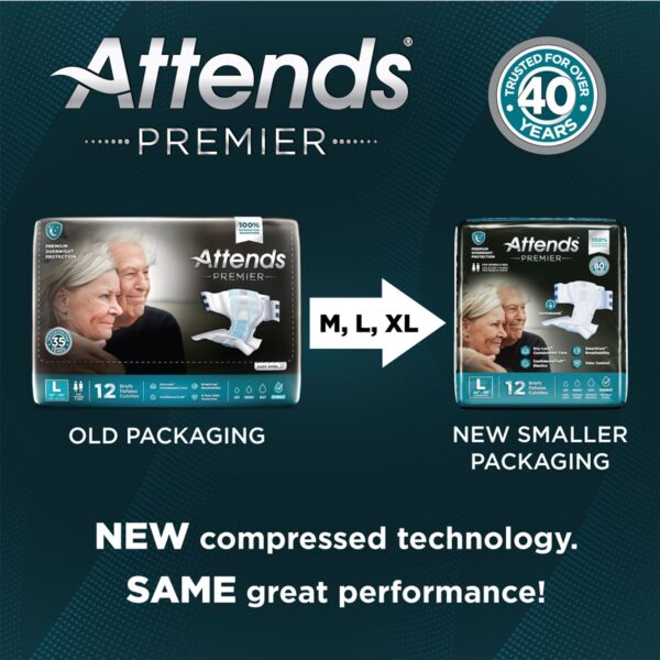 Attends Premier Large Disposable Heavy Absorbency Unisex Adult Incontinence Brief - Part Number ALI-BR30 - Image 3