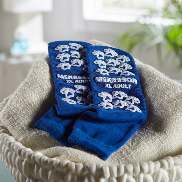 McKesson Terries Unisex Adult Extra Large Slipper Socks with Safety Tread in Kingfisher Blue, Part Number 40-3816 - Image 9