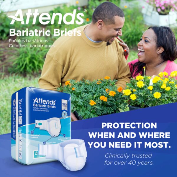 Attends Bariatric 4X-Large Unisex Adult Incontinence Brief with SecureGrip Fastening - Heavy Absorbency, Part No. DD60 - Image 8
