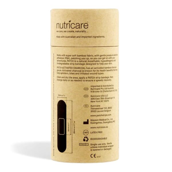 Patch* Adhesive Strip Patch 3/4 x 3 Inch Bamboo & Activated Charcoal Wound Care - Image 2