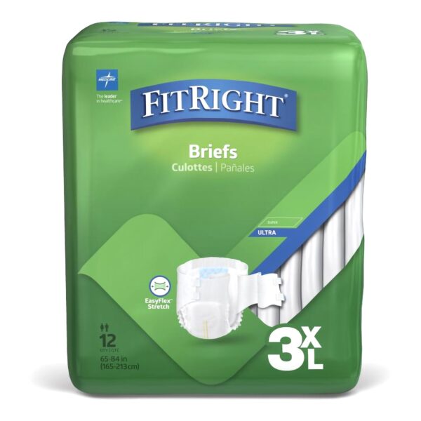 FitRight Bariatric Unisex Adult Incontinence Brief 3X-Large Disposable Heavy Absorbency (Part No. MTB084) - Image 2
