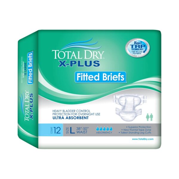 Total Dry X-Plus Unisex Adult Incontinence Brief by SPC - X-Large Heavy Absorbency Disposable