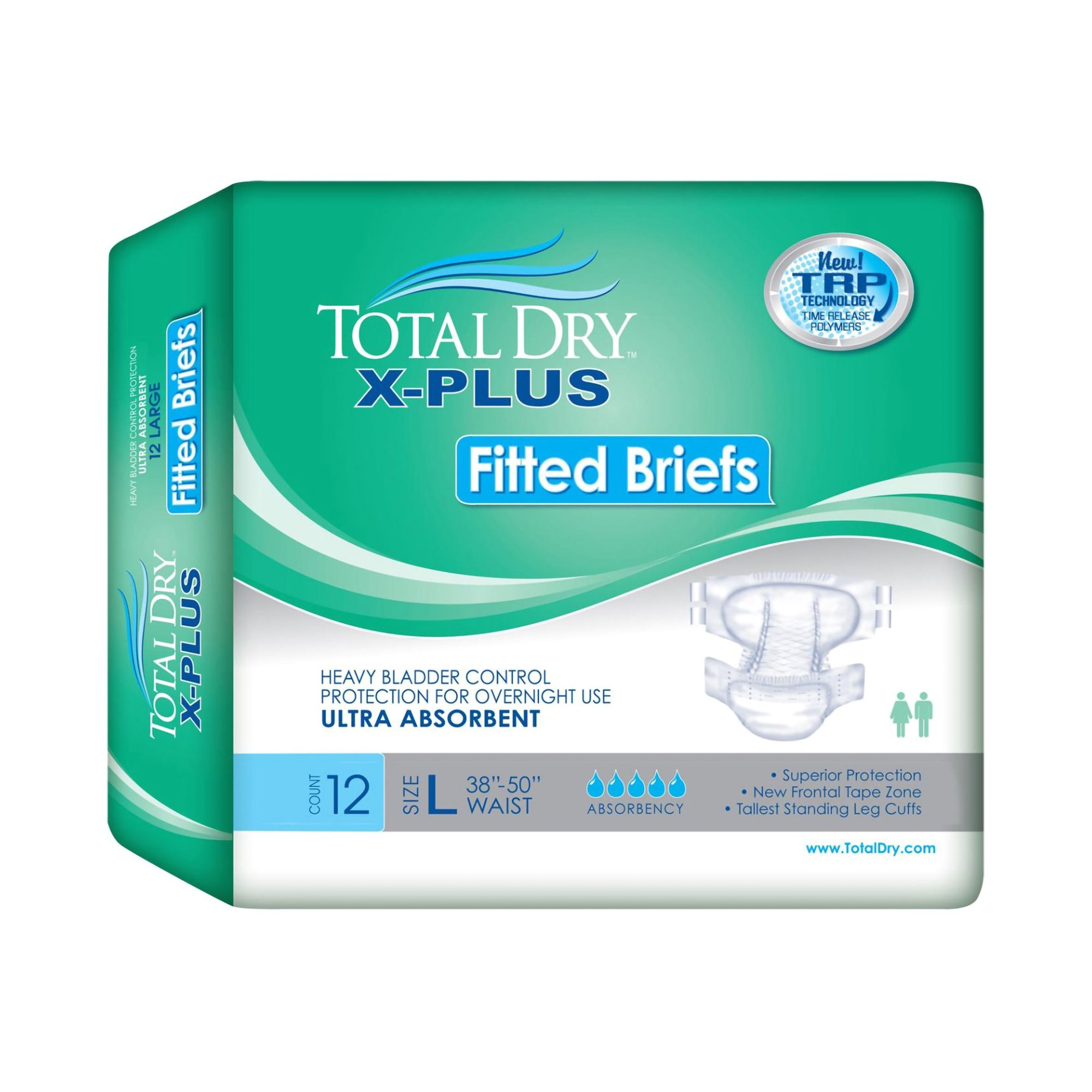 Total Dry? X-Plus Unisex Adult Incontinence Brief - Heavy Absorbency, X-Large (SPC97035)