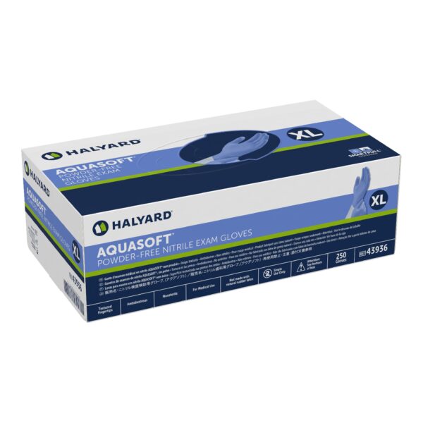 Aquasoft X-Large Nitrile Exam Gloves - Blue, Chemo Tested, Textured Fingertips - Image 3