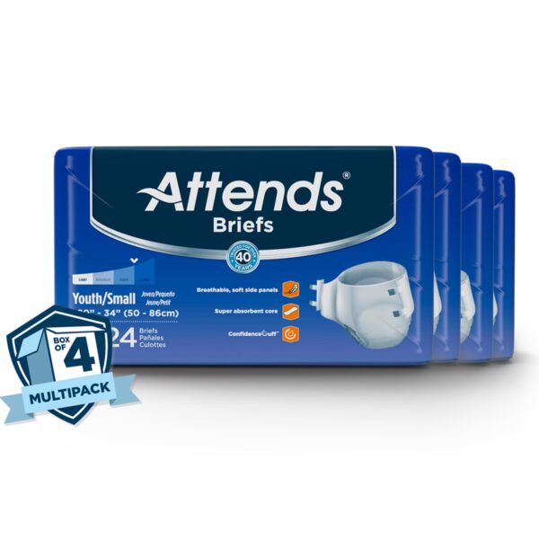 Attends Unisex Youth Incontinence Brief Small - Heavy Absorbency, DD10 - Image 7