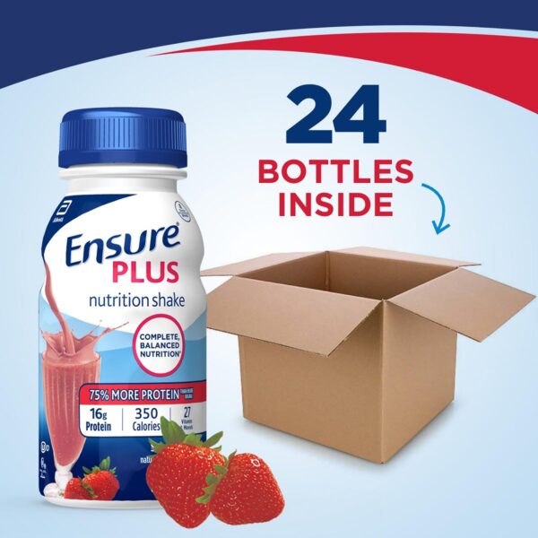 Ensure Plus Nutrition Shake Strawberry Flavor by Abbott, 8 oz. Liquid Bottle - Image 3