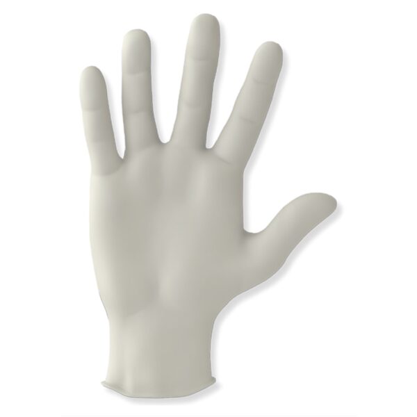 Polymed PM103 Medium NonSterile Ivory Latex Exam Gloves - 9.1 Inch Standard Cuff, Fully Textured, Fully Textured, Beaded Cuff - Image 2