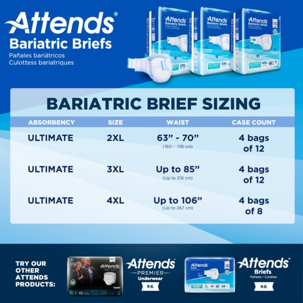 Attends Bariatric 3X-Large Disposable Heavy Absorbency Incontinence Brief - Unisex - Image 6
