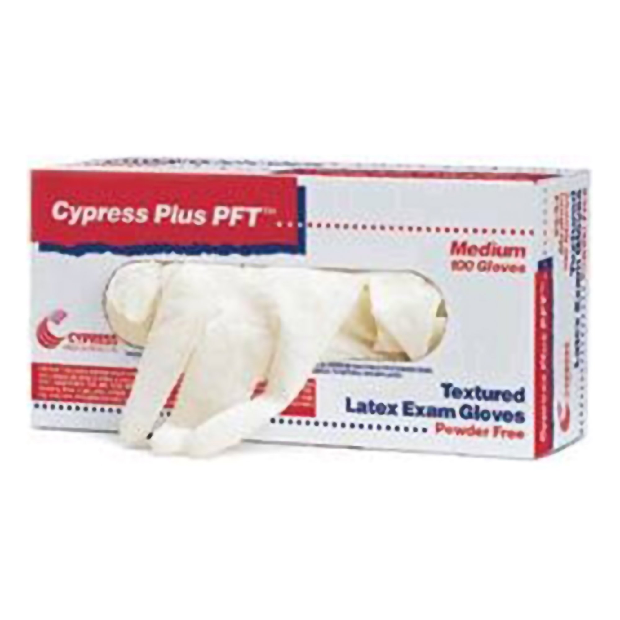 Cypress Plus PFT Large Non-Sterile Latex Exam Gloves - Textured Ivory, Standard Cuff, Fully Textured, 100 Pack