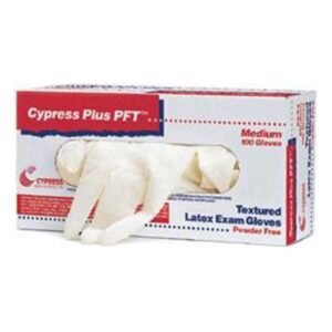Cypress Plus PFT Large NonSterile Latex Exam Gloves - Fully Textured Ivory, Standard Cuff