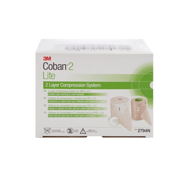 3M Coban 2 Lite Two-Layer Compression Bandage System, 4 Inch x 3 Yards & 4 Inch x 5 Yards, Tan & White, Non-Sterile - Image 3