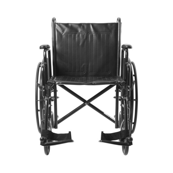 McKesson Dual Axle Wheelchair with Desk Length Arms and Swing-Away Footrests, 20-Inch Seat Width, Black Upholstery, 350 lbs Capacity - Image 2