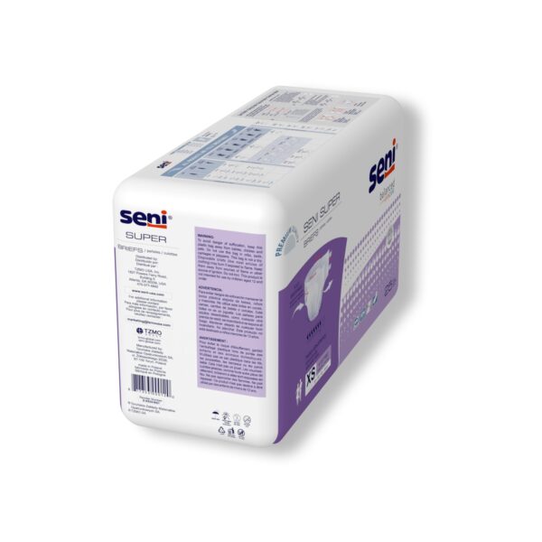 Seni Super X-Small Unisex Adult Incontinence Brief with Heavy Absorbency - Part Number S-XS25-BS1 - Image 7