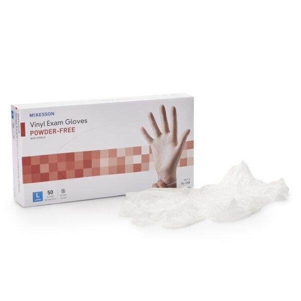McKesson Confiderm Large Vinyl Exam Gloves - Disposable, Powder-Free, Ambidextrous