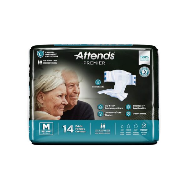 Attends Premier Medium Unisex Adult Incontinence Brief - Heavy Absorbency, 20 Pack - Image 2