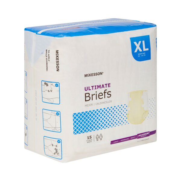 McKesson Unisex Adult Incontinence Brief X-Large Disposable Heavy Absorbency - Part No. BR33893 - Image 7