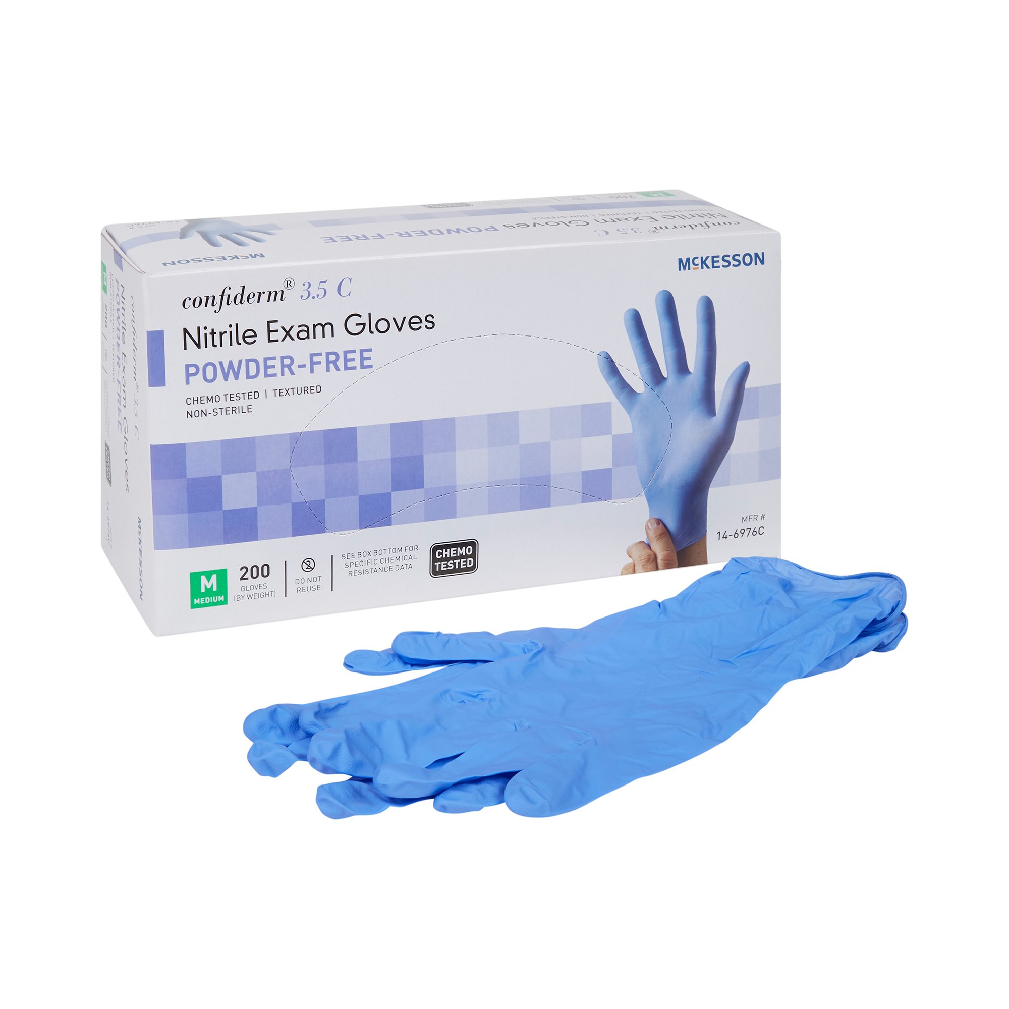 McKesson Confiderm 3.5C Medium Nitrile Exam Gloves - Blue, Chemo Tested
