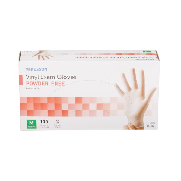 McKesson Exam Glove Medium Non-Sterile Vinyl with Standard Cuff * Clear, Smooth Finish - Image 5