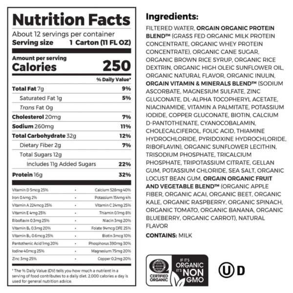 Orgain Organic Nutritional Shake Vanilla Bean Flavor 11 oz. - Supports Immune Health & Protein Needs - Image 4