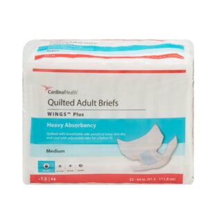 Wings Plus Quilted Unisex Adult Incontinence Brief - Heavy Absorbency, Medium