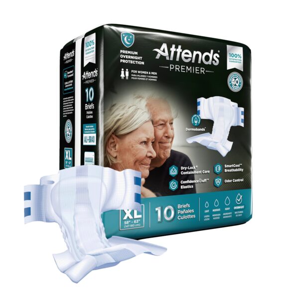 Attends Premier X-Large Unisex Disposable Incontinence Brief (Part Number: ALI-BR40)