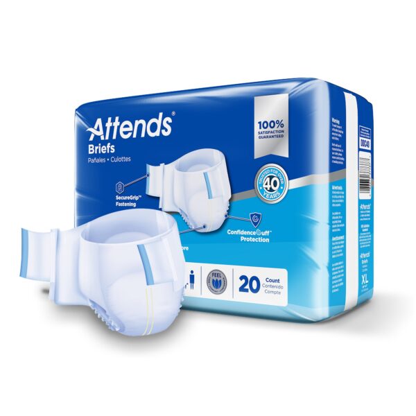 Attends Advanced Unisex Adult Incontinence Brief X-Large - Heavy Absorbency, Part Number DDC40 - Image 2