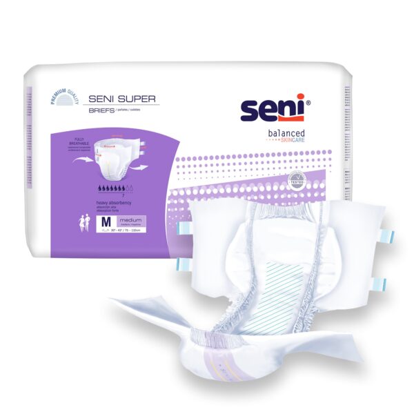 Seni Super Medium Disposable Heavy Absorbency Adult Incontinence Brief - Unisex, Part No. S-ME25-BS1 - Image 5