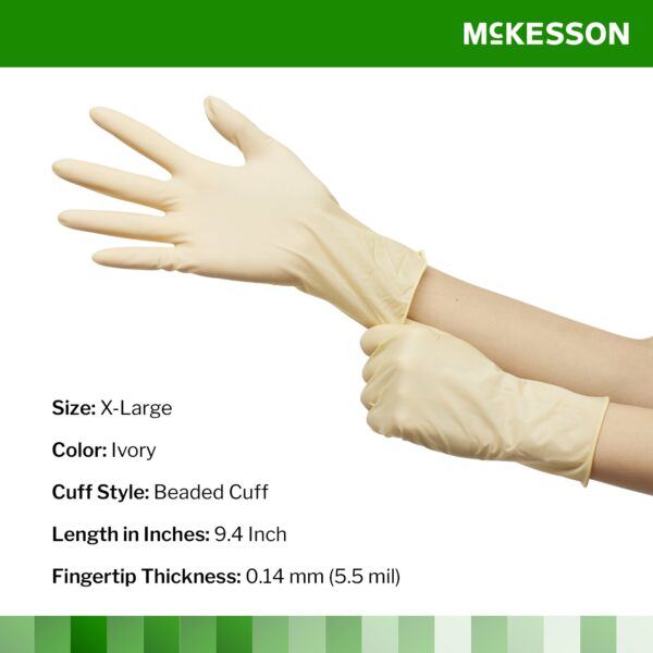 McKesson Confiderm X-Large Non-Sterile Latex Exam Gloves with Standard Cuff and Beaded Design - Image 2