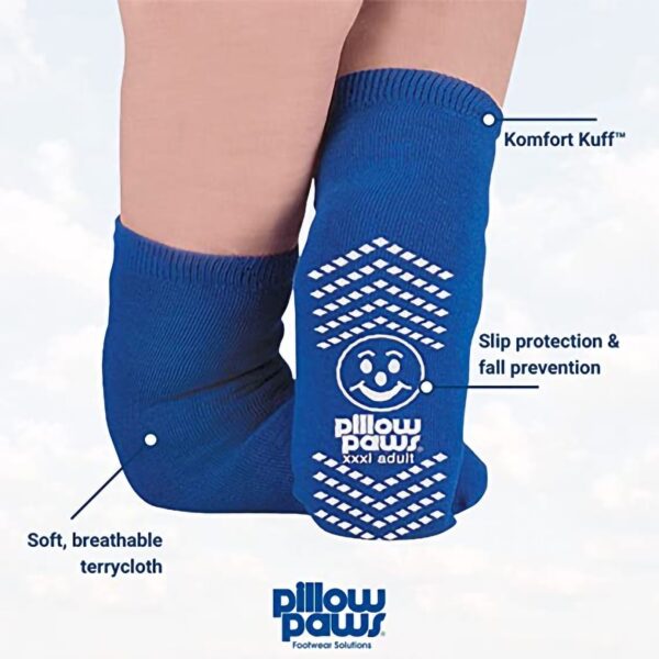 Komfort Kuff Double Printed Slipper Socks Pillow Paws 360 Imprint Unisex Adult 3X-Large / X-Wide in Royal Blue * Part Number 1099-001 - Image 4