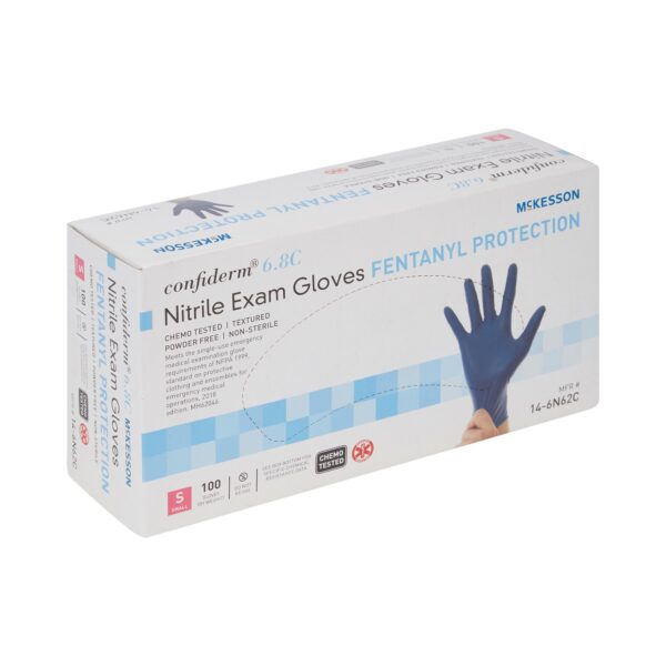 McKesson Confiderm 6.8C Small Non-Sterile Nitrile Exam Gloves with Textured Fingertips and Chemo Testing - Image 6
