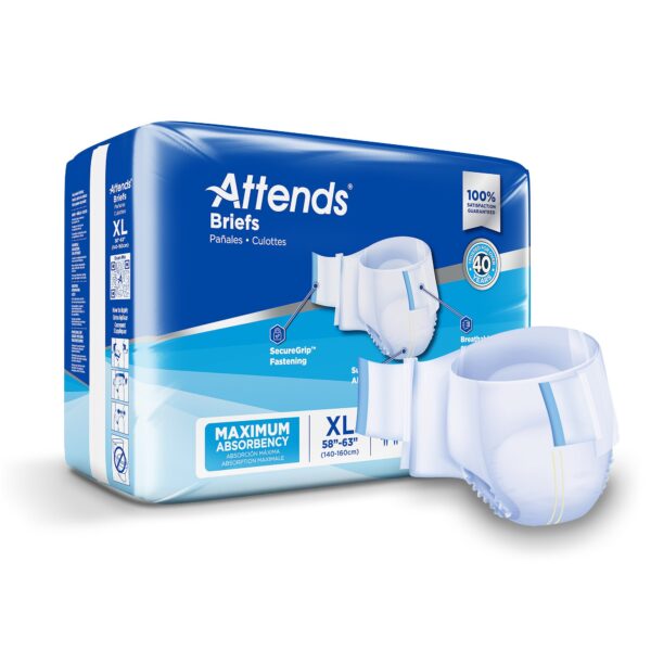 Attends DDA40 X-Large Unisex Heavy Absorbency Incontinence Brief with SecureGrip Fastening