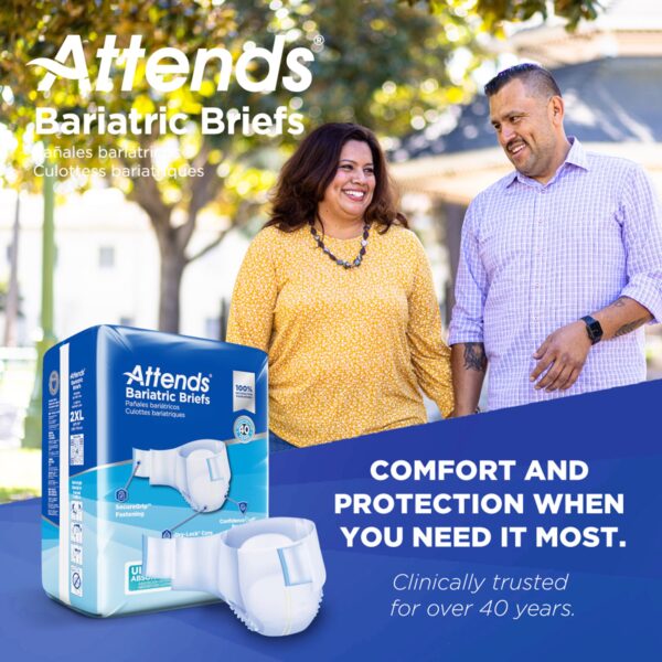 Attends Bariatric Unisex Adult Incontinence Brief DD50 * Heavy Absorbency, 2X-Large, Comfortable Fit for Waists 68-80 Inches - Image 9