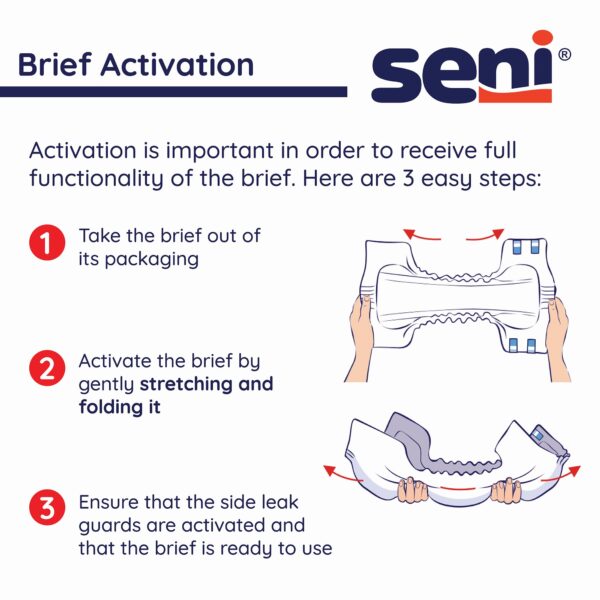 Seni Super Plus Large Unisex Adult Incontinence Brief with Heavy Absorbency - Part Number S-LA25-BP1 - Image 3