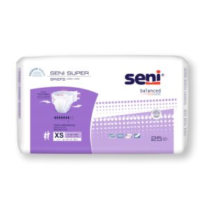 Seni Super X-Small Unisex Adult Incontinence Brief with Heavy Absorbency - Part Number S-XS25-BS1