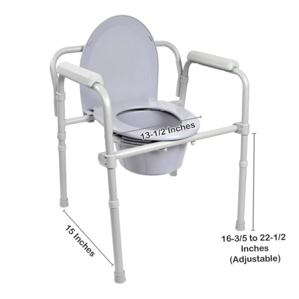 McKesson 3-in-1 Commode Chair with Steel Frame and Adjustable Height, 13.5 Inch Seat Width - Image 5