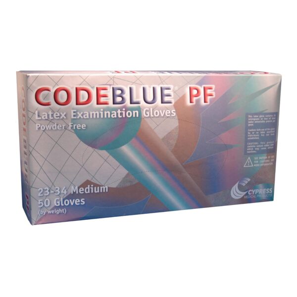 CodeBlue PF Medium Non-Sterile Latex Exam Gloves with Extended Cuffs - Image 2