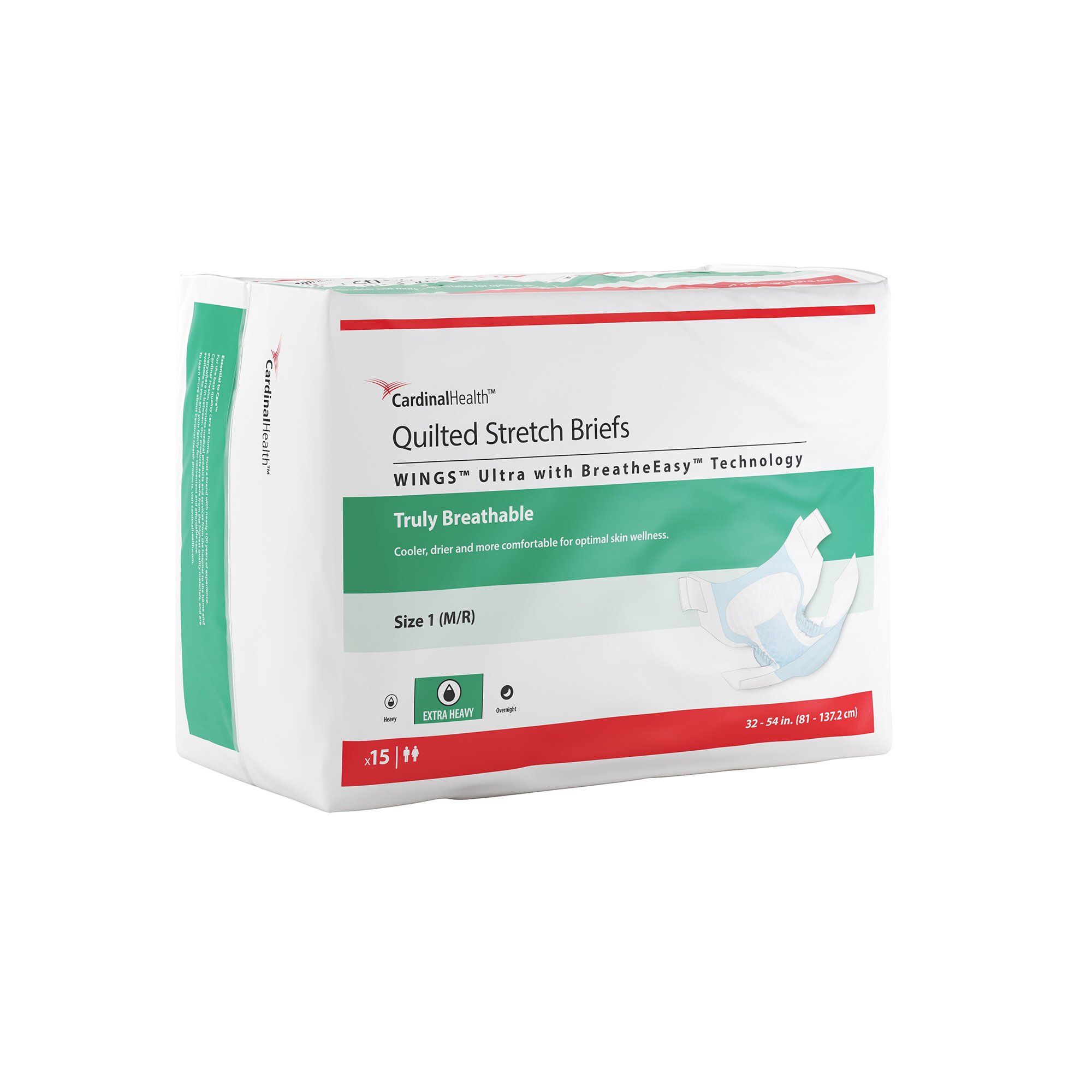 Unisex Adult Incontinence Briefs with Wings by Brand, Part No. 66063 - Medium / Plus Size, Heavy Absorbency