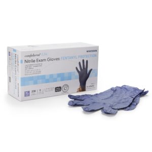 McKesson Confiderm LDC Extra Large Nitrile Exam Gloves - Blue, Chemo & Fentanyl Tested, Fully Textured, Standard Cuff