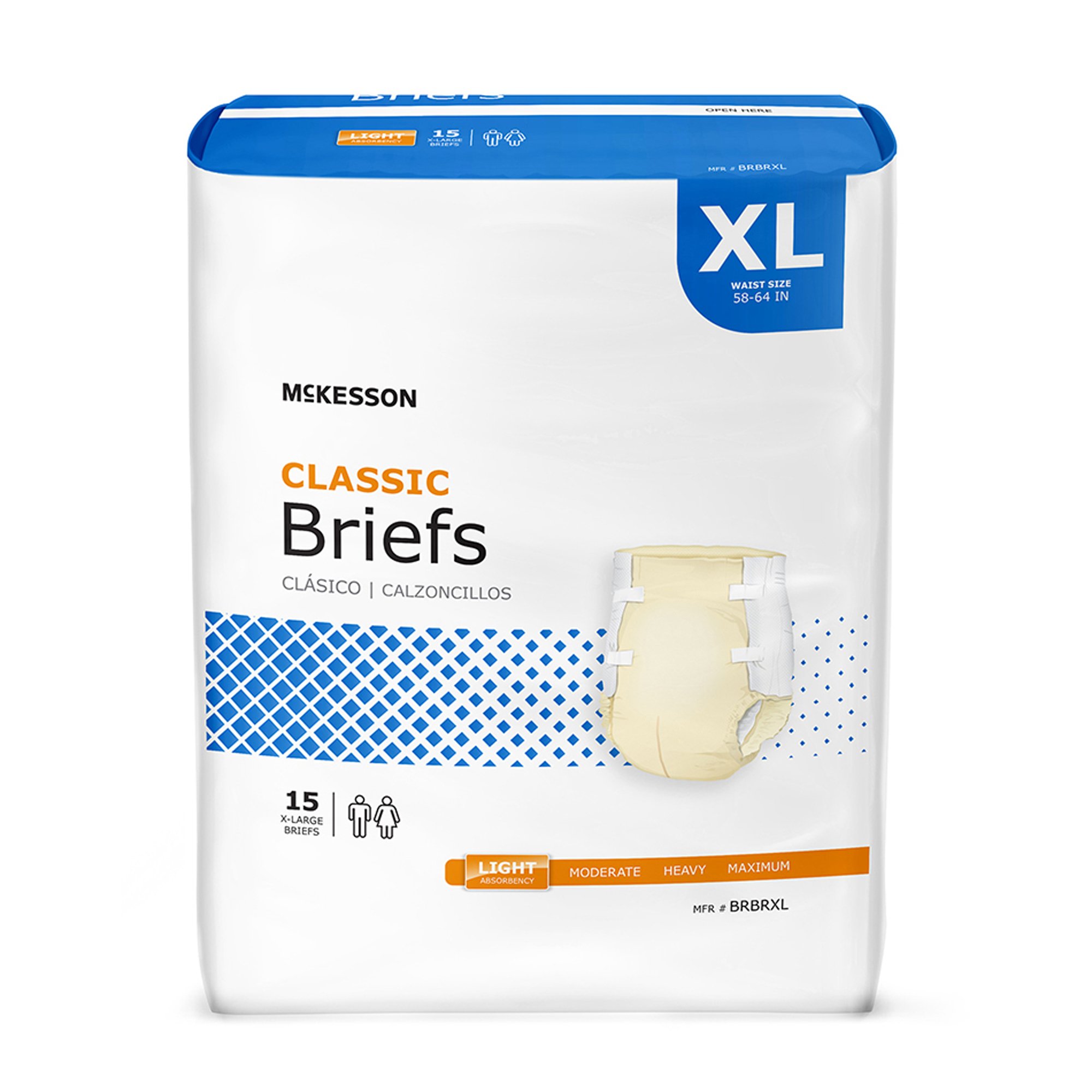McKesson Classic Unisex Adult Incontinence Brief * X-Large, Light Absorbency