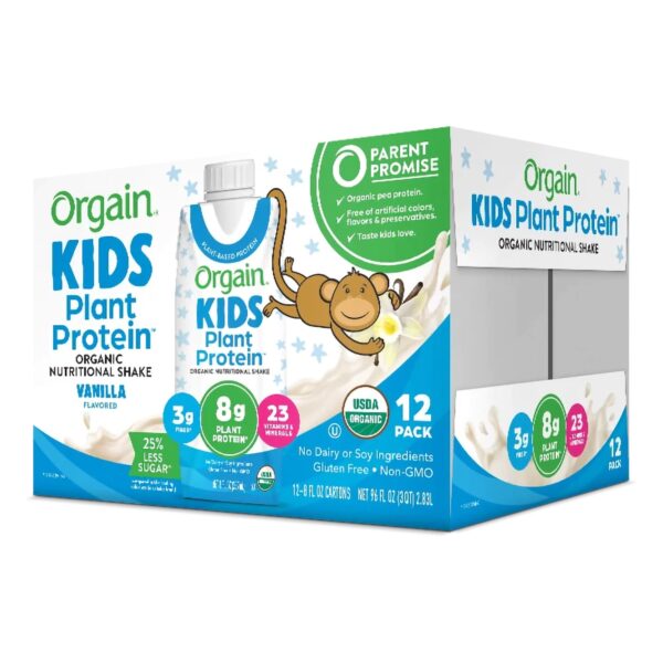 Orgain Kids Plant Protein Pediatric Oral Supplement Vanilla Flavor - 8 oz. Liquid Nutritional Shake - Image 4