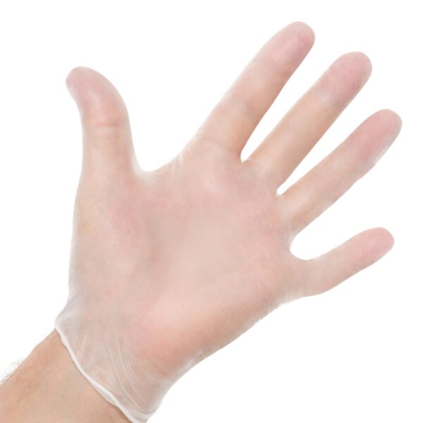 Halyard Exam Glove Medium NonSterile Vinyl Standard Cuff - Smooth White - Image 2