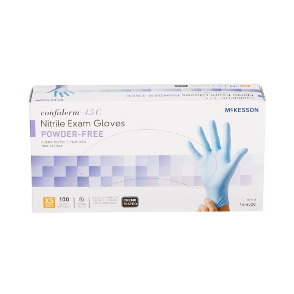 McKesson Confiderm 4.5C X-Small Nitrile Exam Gloves with Beaded Cuffs and Textured Fingertips - Image 6