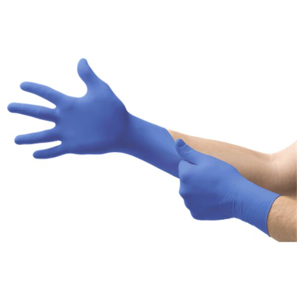 Ultraform Large Blue Nitrile Exam Gloves by Microflex - Non-Sterile, Standard Cuff, Textured Fingertips - Image 2