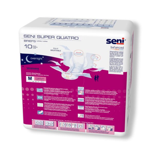Seni Super Quatro Medium Adult Incontinence Brief by Seni - Heavy Absorbency, 30-43 Inch Waist - Image 8