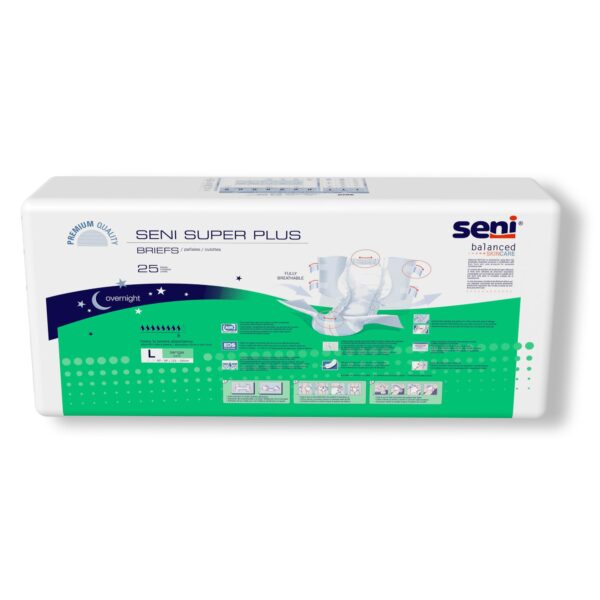 Seni Super Plus Large Unisex Adult Incontinence Brief with Heavy Absorbency - Part Number S-LA25-BP1 - Image 8