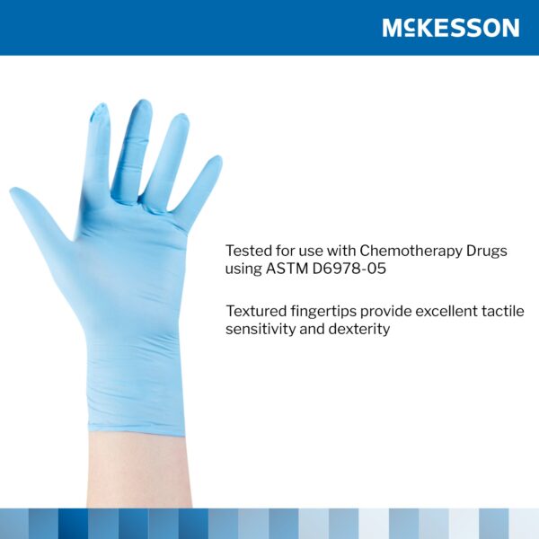 McKesson Confiderm 4.5C X-Small Nitrile Exam Gloves with Textured Fingertips and Beaded Cuffs - Image 4