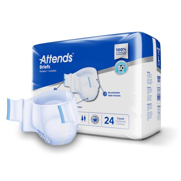 Attends Care Advanced Large Unisex Disposable Incontinence Brief - Heavy Absorbency, SecureGrip Fit - Image 2